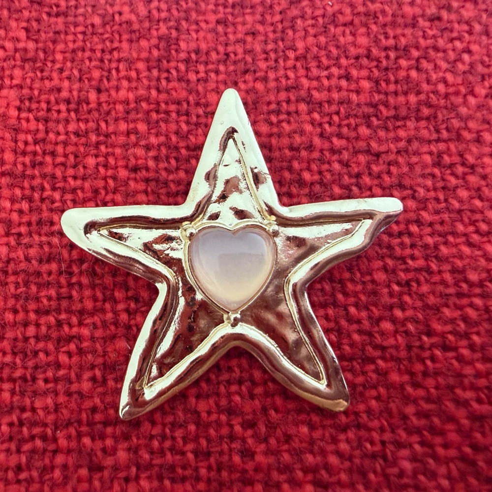 Star Brooch with Heart Center